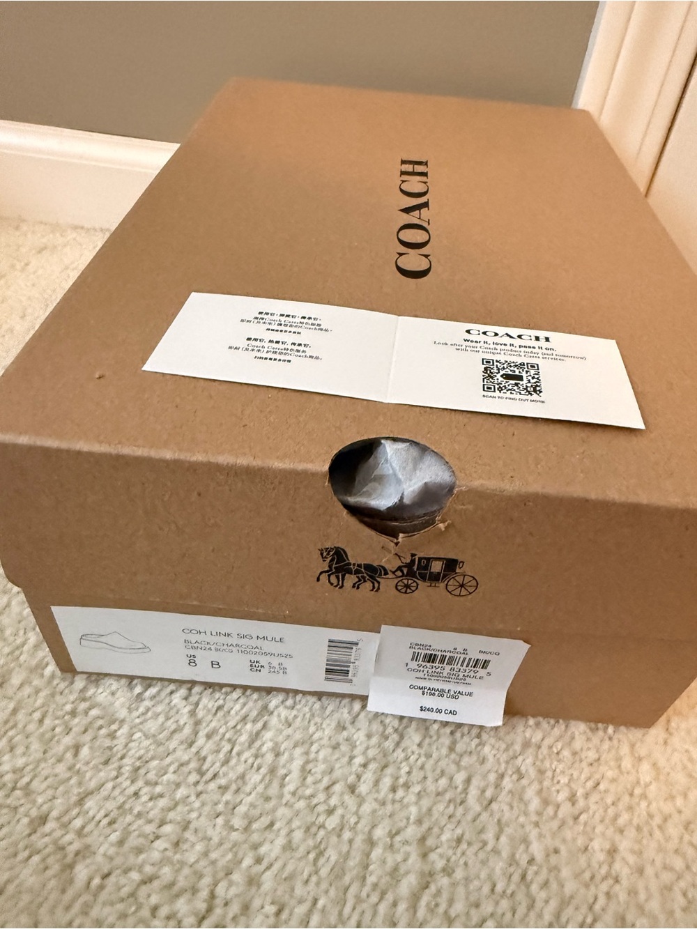 Coach Link Signature Mule Black Charcoal Platform Clogs Shoes Size 8 - Picture 7 of 7